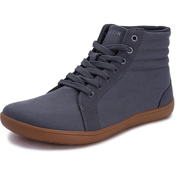 Whitin Mens Size 12 Gray Canvas Lace Up Wide Toe Box High Top Sneaker Shoes - Picture 1 of 6
